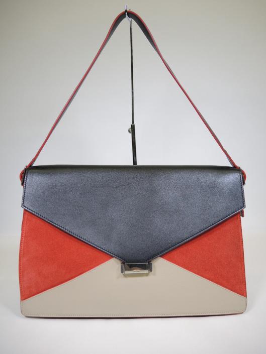CÉLINE Red, Black and Tan Diamond Shoulder Bag Retailed for $1,950, sold in one day for $749.