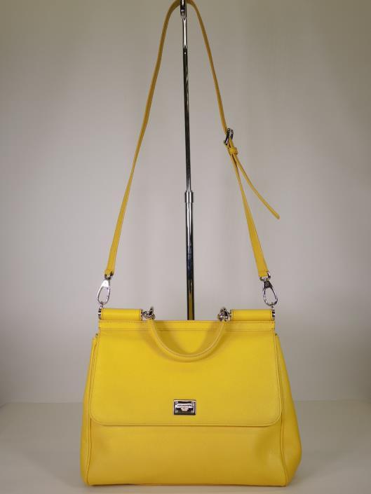 DOLCE & GABBANA Canary Yellow Grained Leather Large Sicily Bag Retailed for $1,995, sold in one day for $799.
