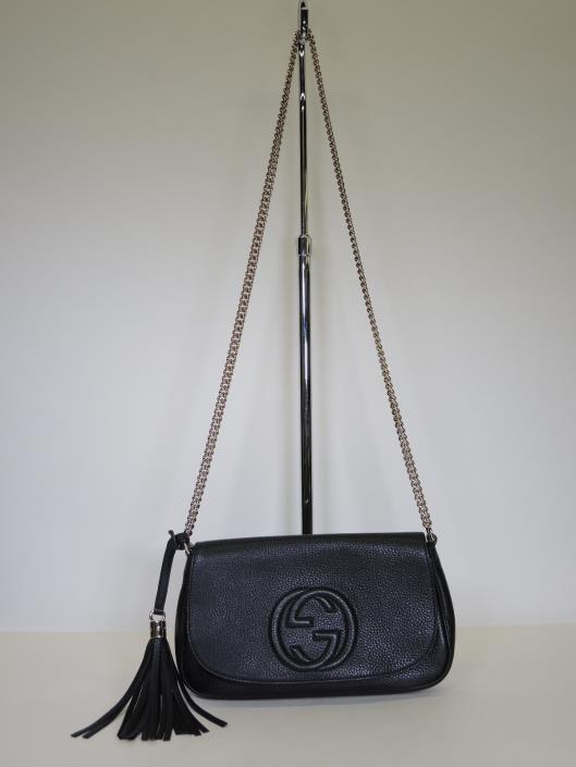 GUCCI Black Soho Medium Chain Strap Purse Retailed for $990, sold in one day for $599.