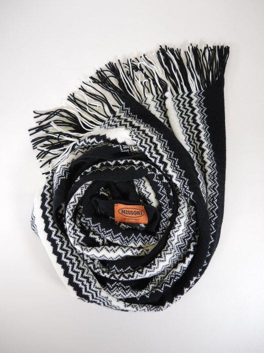 MISSONI Black and White Chevron Knit Scarf Retailed for $200, sold in one day for $99.