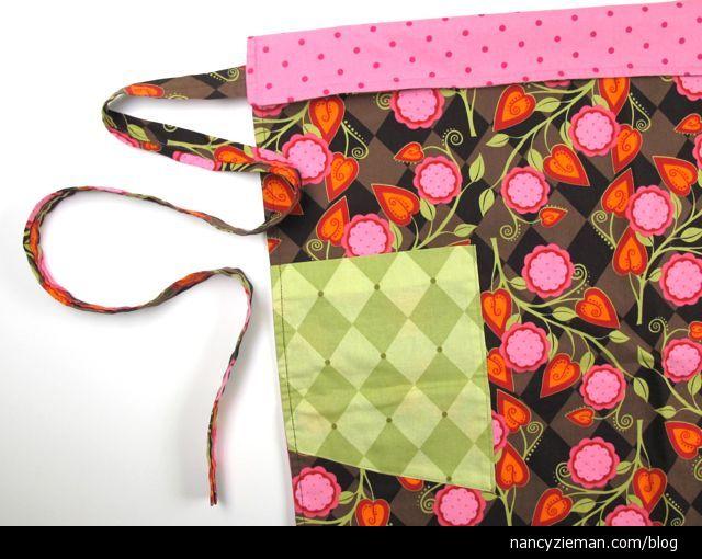 All of the pattern shapes and instructions for these aprons are included in my Sew-Green Makeovers pattern.