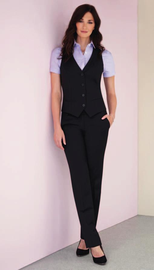 Mira Top - White VARESE Straight Leg Trouser Charcoal Single button, front fastening.