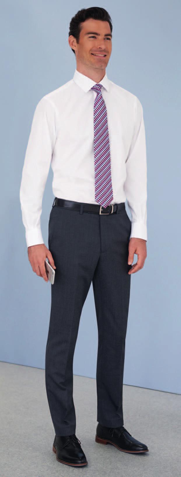 HOLBECK Slim Fit Trouser Mid Grey Flat front.