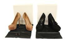 585 SHOES: [1 pair] Yves Saint Laurent nude suede and patent leather Tributetoo 105 pumps, size 38.