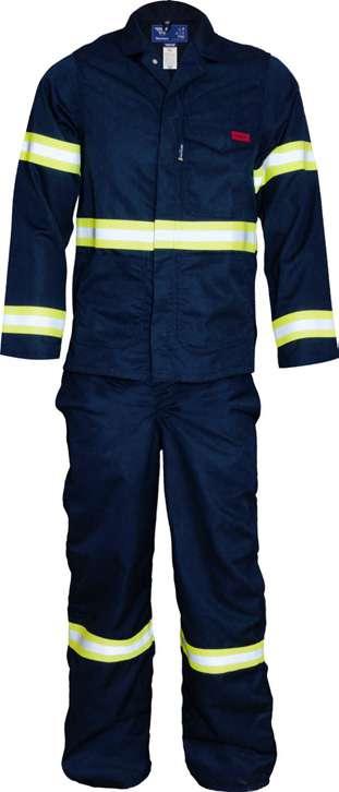 Specialised SUIT: 06141 / TOP: 06419 / TROUSERS: 06339 Men s Two Piece Suit with High Vis Detail Easy fitting long sleeve jacket with centre front zip Breast pockets with flap and stud closure 2