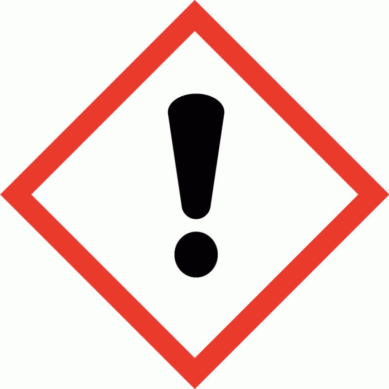 Pictogram Signal word Hazard statements Precautionary statements Warning H319 Causes serious eye irritation. P102 Keep out of reach of children. P262 Do not get in eyes, on skin, or on clothing.