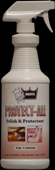 POLISHES & PROTECTANTS PROTECT-ALL Polish & Protectant NSN: 7930-01-440-0246, BX (12 quarts) Protects vinyl, rubber and plastic from fading