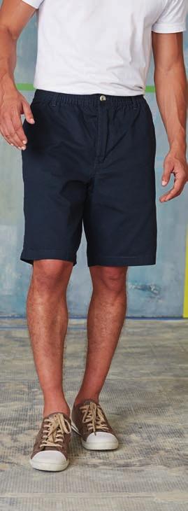 KAM401 SAILING SHORTS 100 % Cotton Peached Twill - enzyme washed. Zip fly with rivet button over. Drawcord on inner waistband. Contrast bartacks on belt loops & pockets.