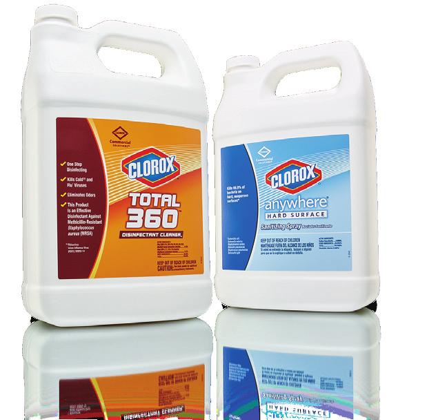 1 Gallon = 30 minutes of continuous spray. Clorox Total 360 Disinfectant Cleaner4 Clorox Anywhere Hard Surface Sanitizing Spray 4/128 oz.
