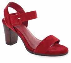 51689 Sizes 3-8 red taupe Kid suede Adjustable suede covered buckle with elastic Synthetic Synthetic and microfibre 7mm Latex foam with leather covered stack heel 75mm Extra cushioned footbed for all