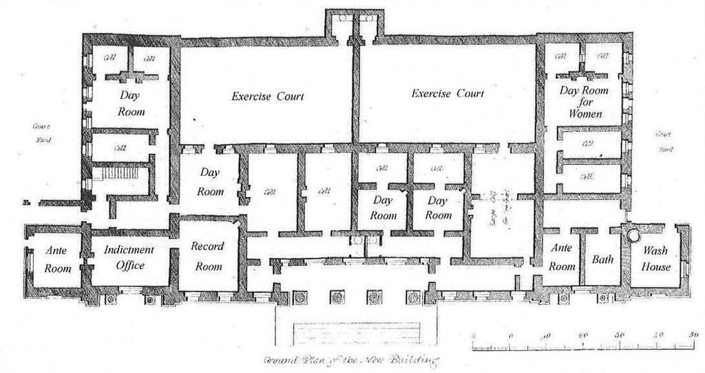 A ground plan of the Debtors Prison and the Female Prison were made in 1823. The Debtors Prison accommodated the bulk of the male debtors, as well as misdemeanants and felons.