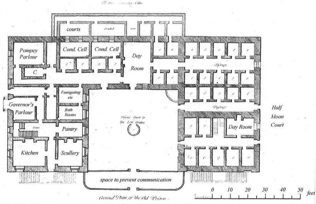 The condemned cells for prisoners awaiting execution were located in the rear of the Debtors Prison.