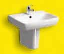 hole. Available with semi or full pedestal Wall hung toilet - short projection Washbasins 400mm handrinse washbasin with 1 tap hole - left or right hand 450mm handrinse washbasin with 1 or 2 tap hole.