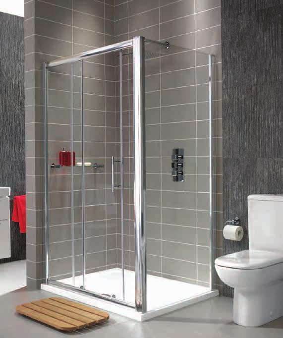es400 Sliding Door & Side Panel The sliding door provides a generous showering space but can also prove to be a space saving option for your bathroom.
