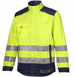 High-visibility flame-resistant Trousers, welding Welding trousers with side pockets. D-ring, ruler pocket, knife button, thigh pocket with extra pocket for mobile phone. ID card holder.