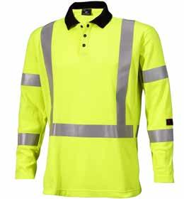 High-visibility flame-resistant Polo shirt long sleeve Polo shirt made of inherent fabric. Press studs. Fabric: 60% modacrylic, 39% cotton, 1% antistatic. Weight: 230 g.
