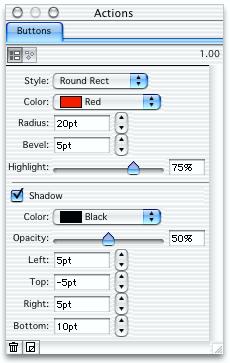 6 Buttons FAST pack Setting the color to None leaves the appropriate space for the drop shadow, but does not draw it. This is sometimes useful when creating rollovers.