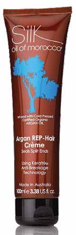 ARGAN REP-HAIR CRÈME REPAIR WHILE YOU SLEEP STRENGTHEN, PROTECT AND REPAIR AFTER STYLING Add the Argan REP-Hair Créme to your midlengths to ends of your hair and let it work whilst asleep.