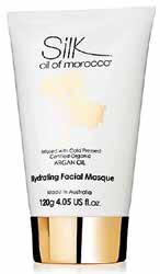 SILK ARGAN HYDRATING FACIAL MASQUE CLEANSE AND EXFOLIATE APPLY TO DAMP SKIN RELAX RINSE & PAT DRY 5 REASONS TO APPLY A FACE MASQUE
