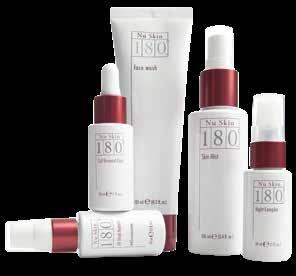 NU SKIN 180 ANTI-AGEING SKIN THERAPY SYSTEM. 5 Products. This system consists of five products: Nu Skin 180 Face Wash, Skin Mist, Cell Renewal Fluid, UV Block Hydrator, and Night Complex.