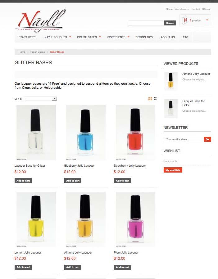 Hover over the Polish Bases tab and choose from Color Bases or Glitter