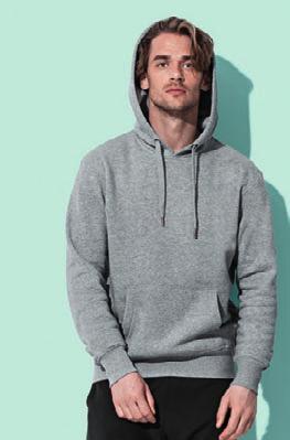 05.5600 Stedman Active Sweat Hoody Men s Hooded Sweatshirt 280g/m², 80% ring-spun cotton, 20%, brushed interior straight cut, double fabric hood with metal grommets for draw cord,