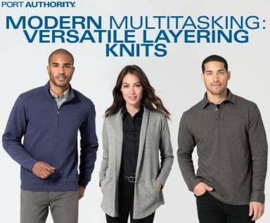 SWEATERS Interlock Collection $30.50 Embroidered Designed for the modern professional, these double-knit styles have a striking dual-color look thanks to a unique fabric construction.