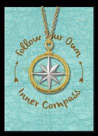 gold compass pendant on an 18-20 gold curb link chain.
