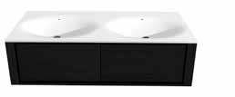 Solid surface top, 2 integrated washbasins TGO-058162 140 x 55 x 1,2 cm Hanging structure black, 2 drawers TGO-058114 185 x 55 x 38 cm Solid surface top, 2 integrated washbasins TGO-058163