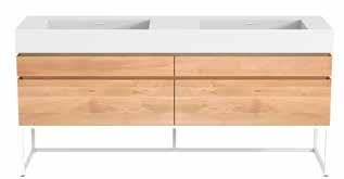 Solid surface top, 2 integrated washbasins TGO-058018 140 x 46 x 14 cm Structure to hang or to pose, 4 drawers TGO-058011 185 x 46 x 44