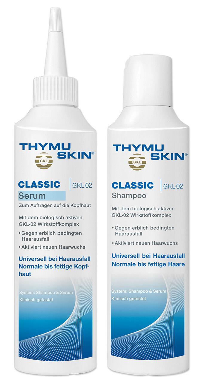 Thymuskin PREVENT Preventive Care Against Slight hair loss Long-term aftercare Thymuskin CLASSIC Universal use against hair loss Thymuskin MED