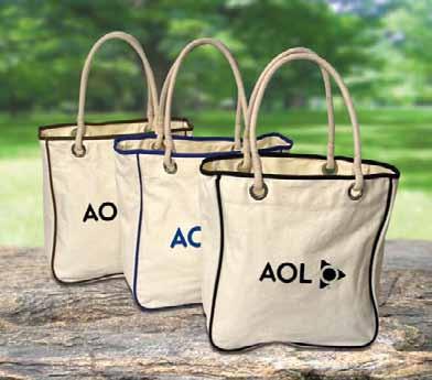 TO4530 ROPE TOTE Travelling has never been easier with this adorable 12 ounce cotton canvas tote. It boasts two rope style handles, silver colored grommets, a large gusset and colored piping and trim.