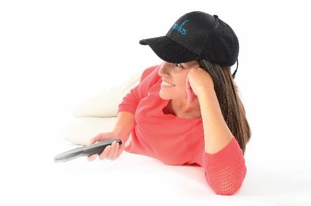 The device can be worn at home, in the car, while doing computer work or surfing the web, or while watching TV, like the woman shown.