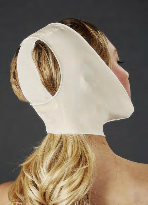 Lightweight, soft, breathable fabric Ear slits can be cut for added comfort without the fabric unraveling 100% latex-free Facial surgery