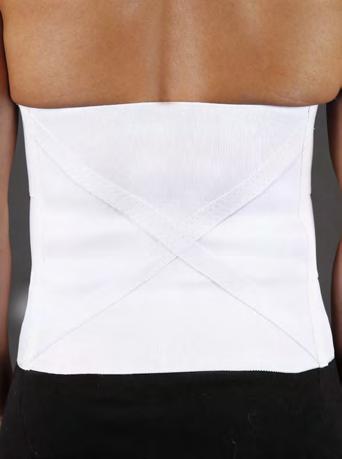 5 White 3-8004-12 Soft cotton liner wicks moisture away from the body X-shape elastic across the back ensures a hug the body fit Reinforced back panel