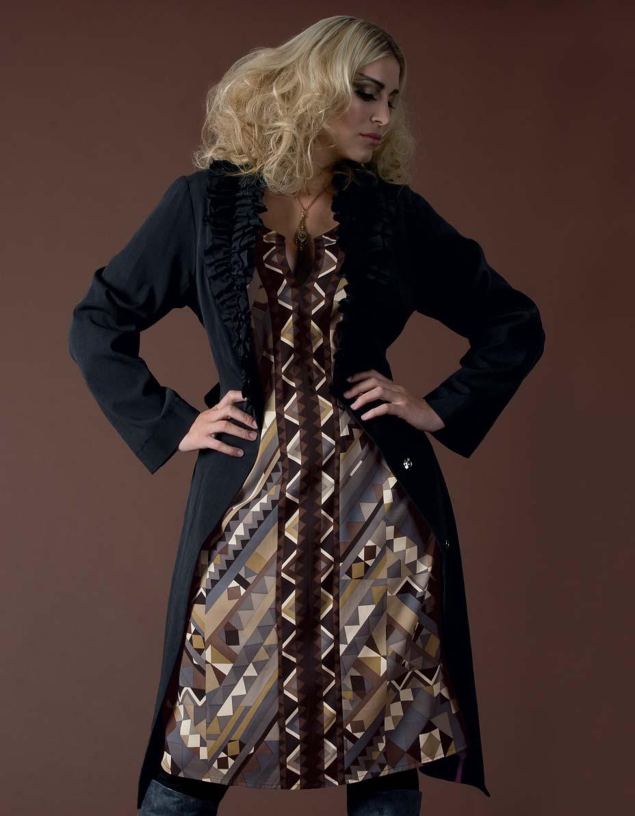 Ottoman Frill Coat coat, black, black coat, frill coat, dress, print dress, patterned dress Double