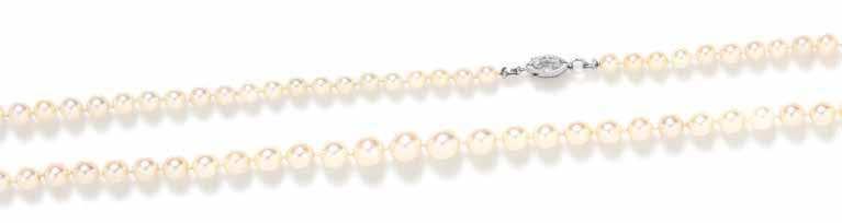 28 carat total. $1,500-2,500 151 A Pair of White Gold, Pearl and Diamond Earrings, in a spray design containing four cultured pearls measuring 7.78-8.