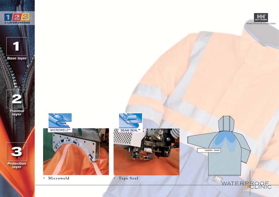 100% WATERPROOF SEAMS - Microweld or Seamseal Leakage by capillary conduction through an unsealed seam will make the body "soaked wet through" in heavy rain.