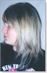 The objective of the toner is to match the newly bleached pieces to the blonde that is left on the ends.