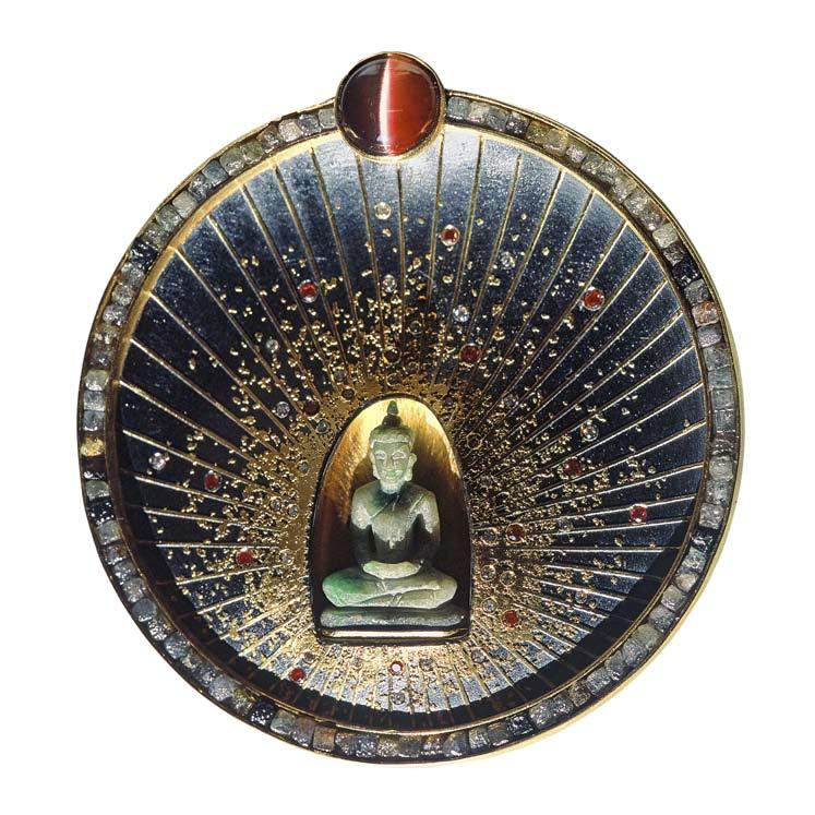 Buddha Brooch Brooch, 2013 silver, 24k gold, cat s eye