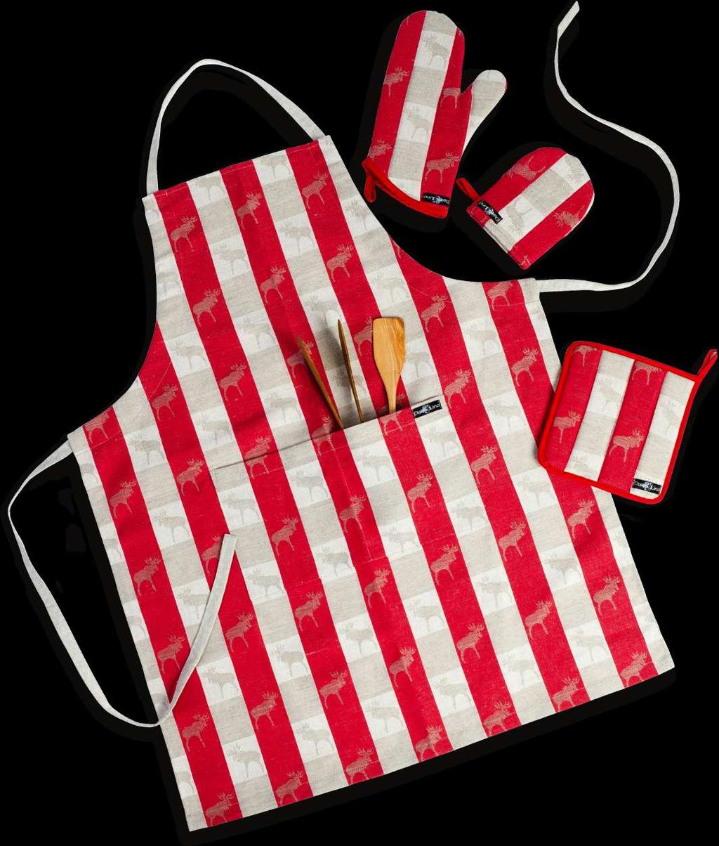 NATURAL LINEN KITCHEN APRON WITH DOUBLE