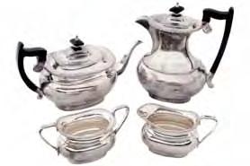139 140 139 An Elizabeth II four-piece tea service of shaped oblong form with ebony handles and finial, comprising: a