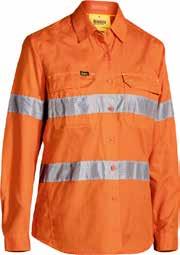 piece sleeve 40 Orange (BVEO) Modern fit 100% Cotton Ripstop 150gsm 100% Cotton Open Mesh 125gsm WOMENS 3M TAPED HI VIS X AIRFLOW RIPSTOP SHIRT BL6416T 3M 8910P Perforated