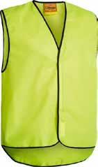 HI VIS VEST BK0345 Vertical touch-tape front fastening Back tail drops down to cover lower back Yellow and Orange Only