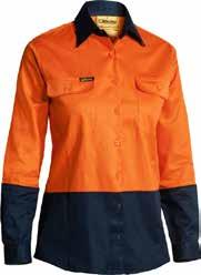 54 SAFETYWEAR REGULARWEIGHT 55 TWO TONE HI VIS DRILL SHIRT BS6267 Two chest pockets with button down flaps