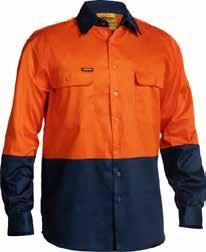 TONE HI VIS DRILL SHIRT BL6267 Panelled front with bust and waist shaping Two chest pockets with button down