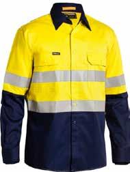 DRILL SHIRT BTC6482 3M 8910 Reflective taped hoop pattern around body Half placket Two chest pockets with button down