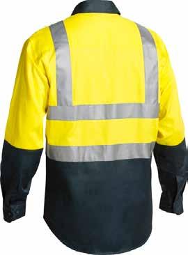 structured collar Yellow/Bottle (TT03) 3M TAPED TWO TONE CLOSED FRONT HI VIS DRILL SHIRT BTC6456 3M 8910 Reflective