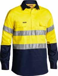 structured collar S - 6XL 3M TAPED TWO TONE HI VIS DRILL SHIRT BT6458 3M 8910 Reflective taped H pattern with single