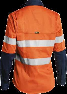 WOMENS 3M TAPED HI VIS INDUSTRIAL COOL VENT SHIRT BL6445T 3M 9920 Reflective taped hoop pattern around body Twin chest pockets with flaps Chevron tape detailing Underarm and upper back